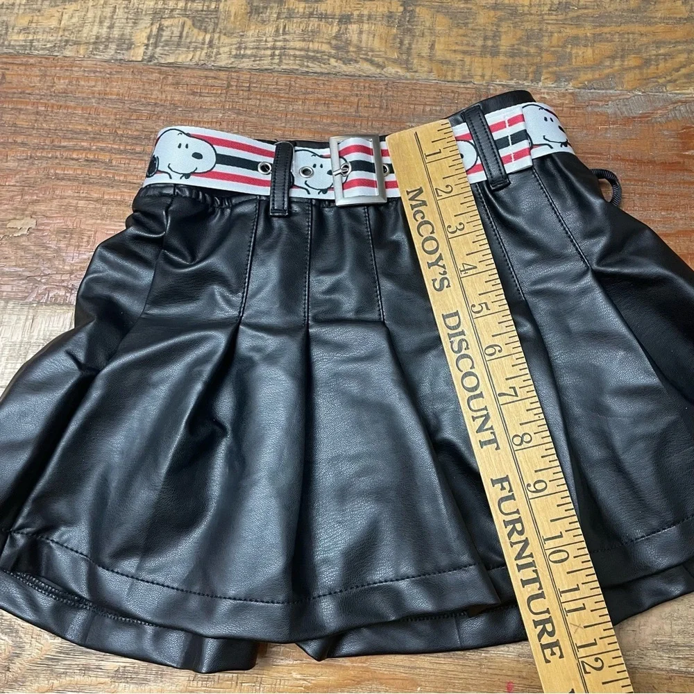 NWT Justice Girls XS 4/5 Snoppy skirt with built in shorts vegan leather